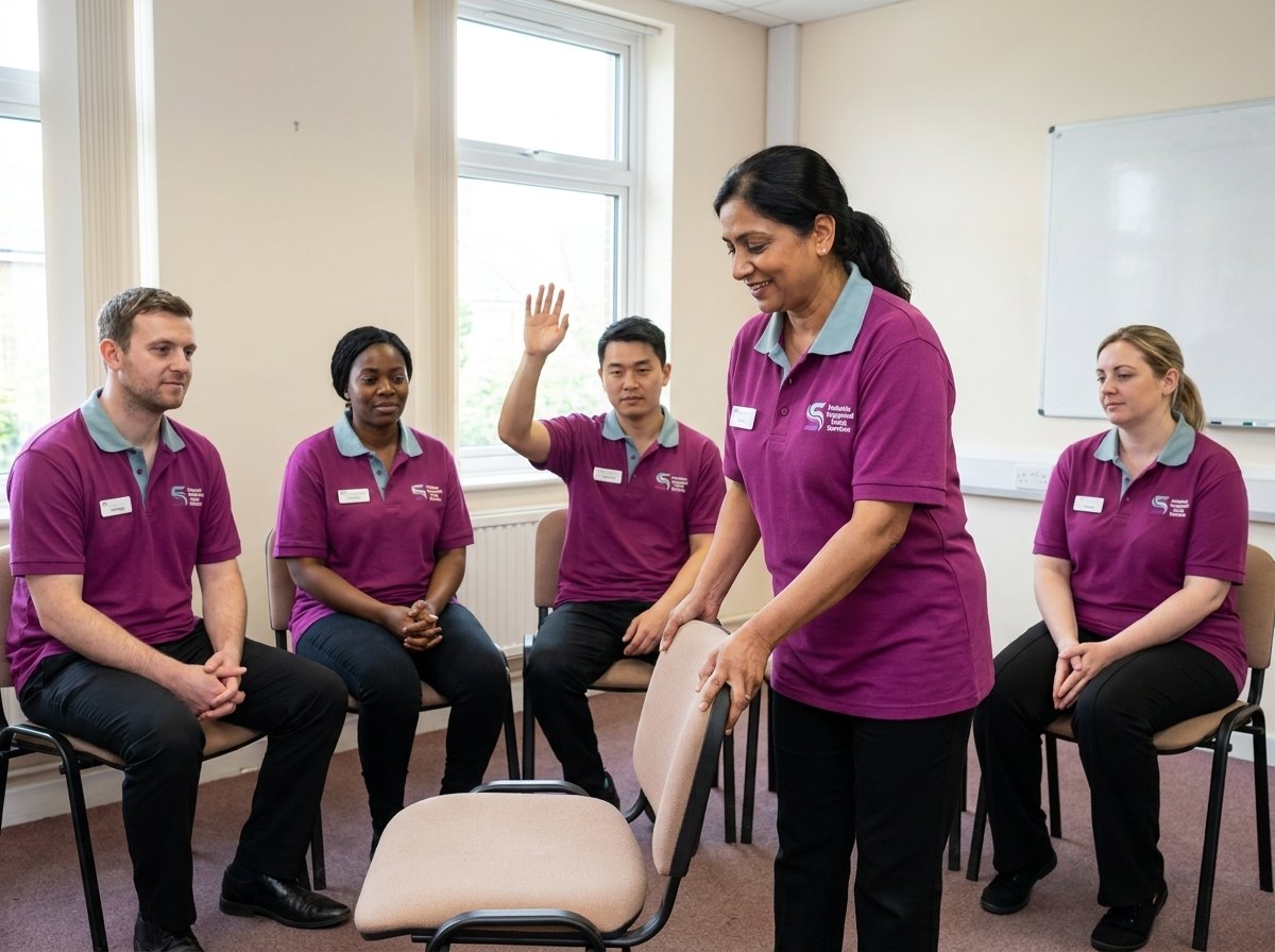 New Safeside carers taking part in moving and handling induction training in East London